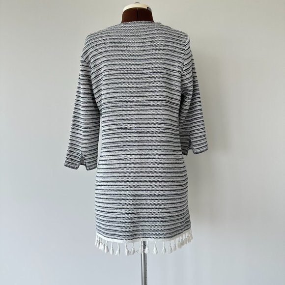 Cotton/Wool Striped Cardi with Tassel Trim - Picture 5 of 8